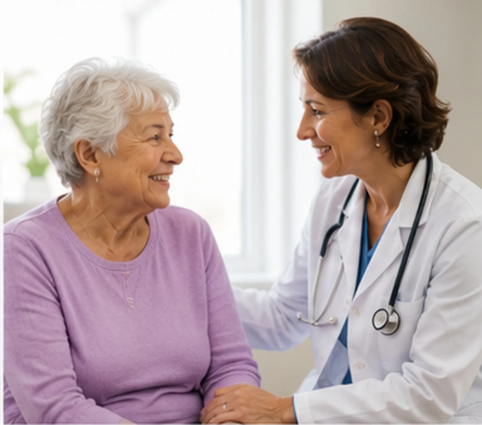A senior couple reviewing medications with a HealthPoint provider