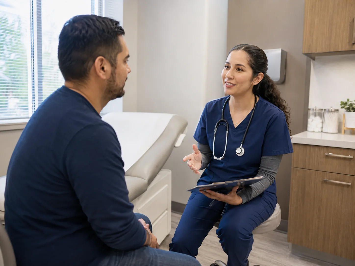 A family medicine provider with a mother and young son