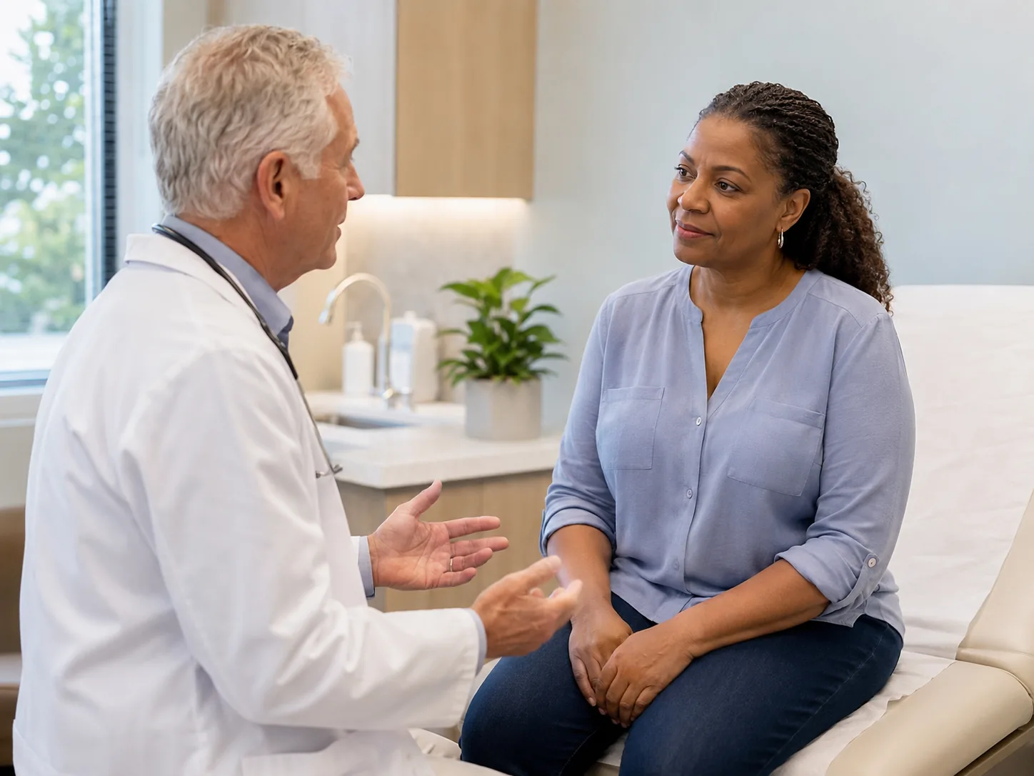 A women's health provider consulting with a patient