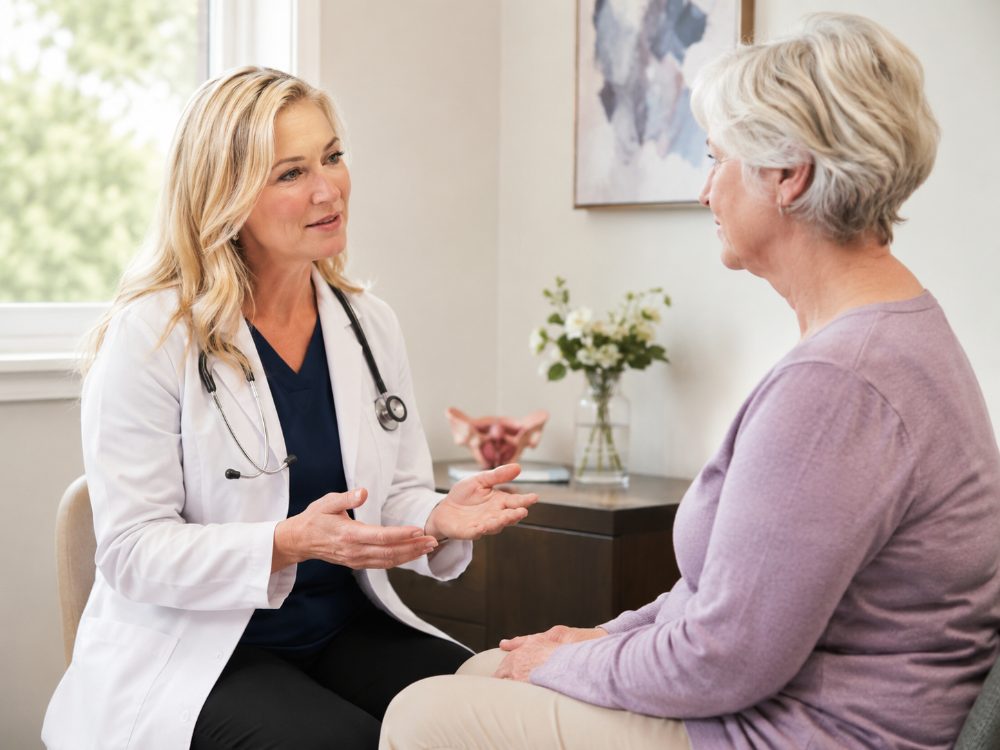 Un profesional de la salud atendiendo a una paciente durante una consulta de salud de la mujer