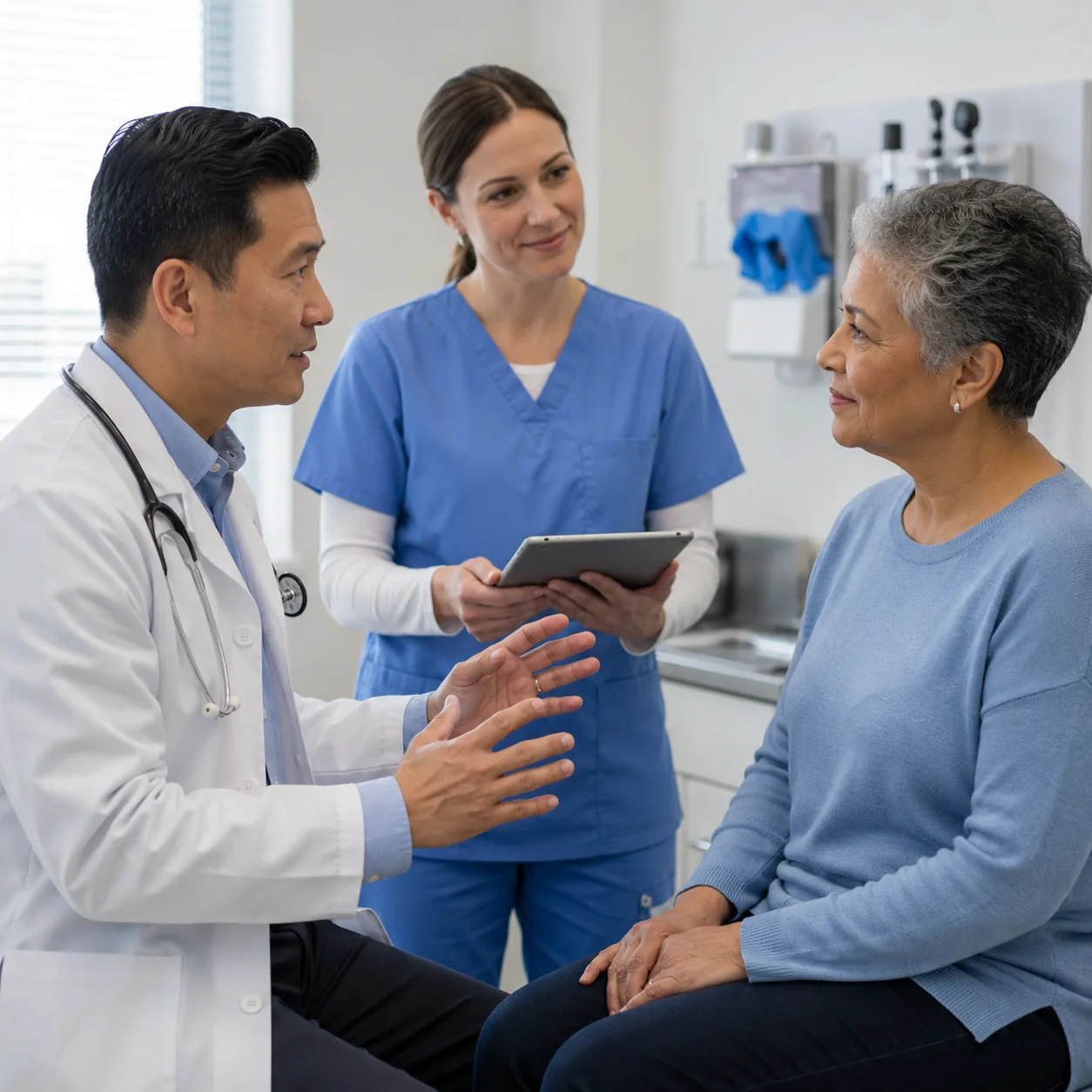 A provider talking with a senior woman