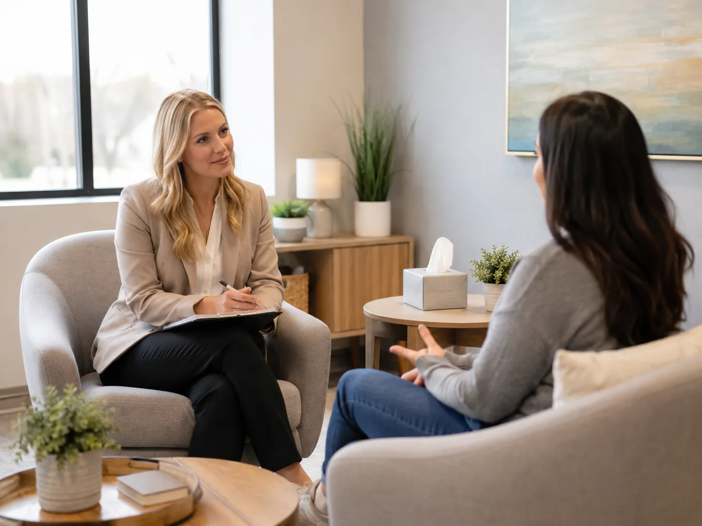 A calm HealthPoint behavioral health waiting room