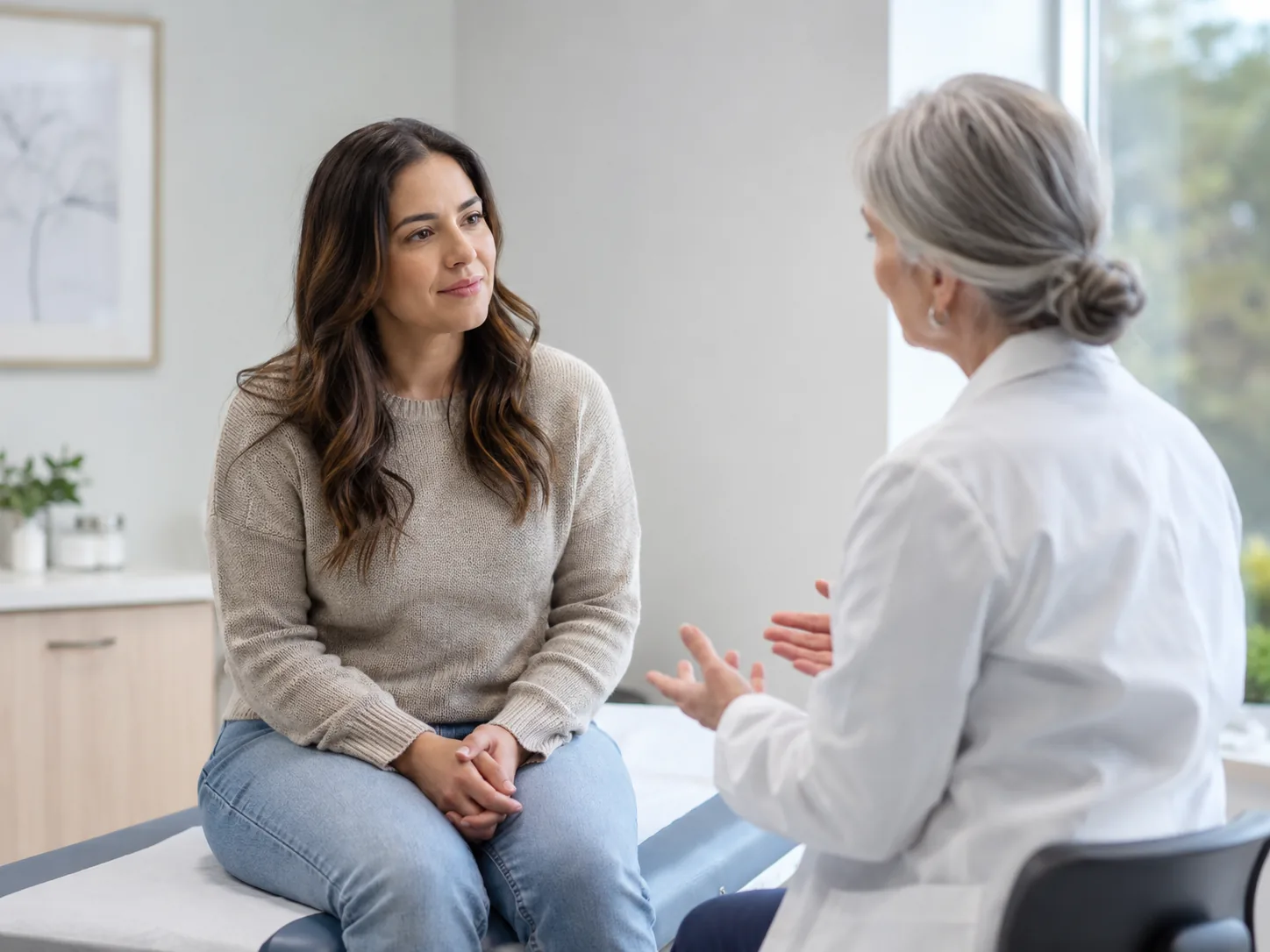 Un profesional de la salud de la mujer atendiendo a una paciente