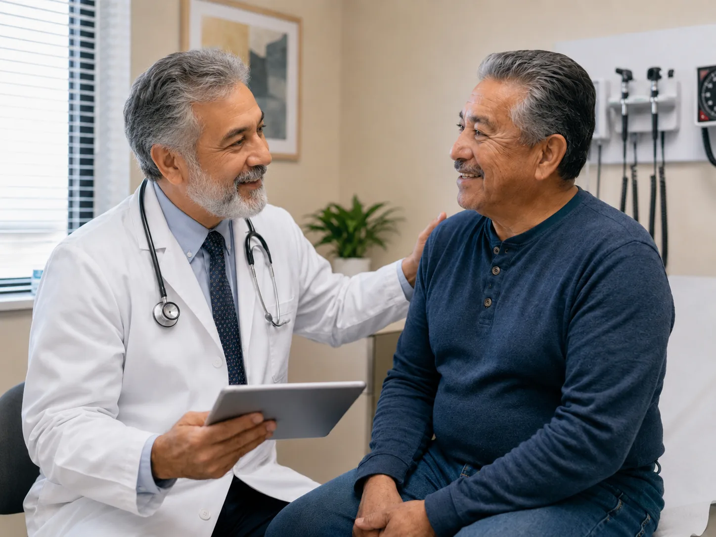 doctor visiting with senior patient