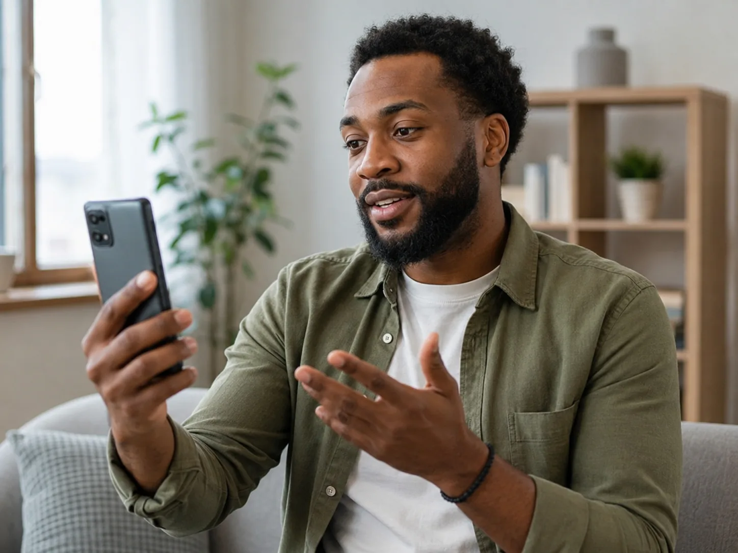 man talking on mobile phone with therapist