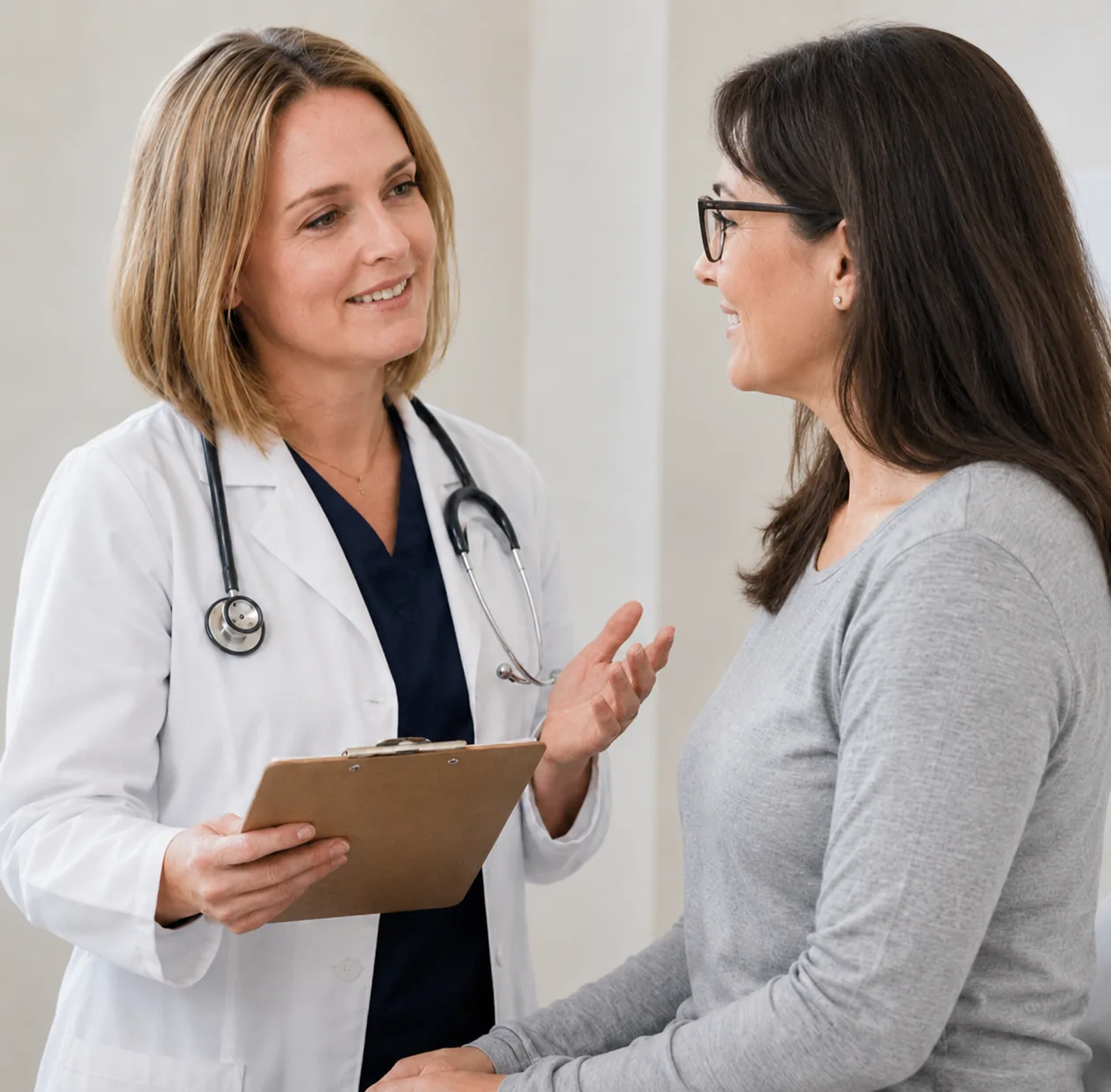 Female healthcare provider visiting with female patient